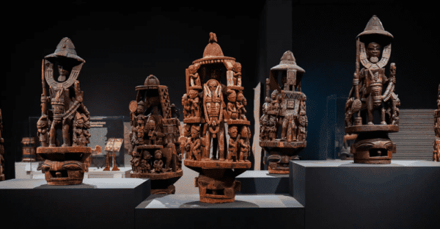 Intricate African wooden sculptures showcasing traditional craftsmanship and cultural heritage.