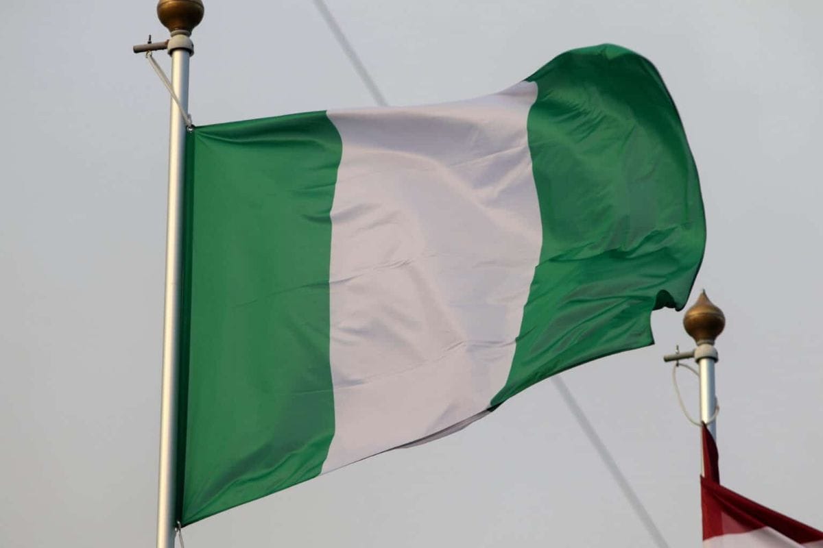 Flag of Ivory Coast flying in the wind.