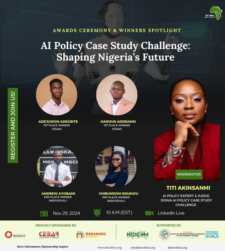 DOWA AI Policy Challenge: Pioneering Nigeria’s AI Future With Youth Innovation DOWA AI Policy Challenge: Pioneering Nigeria’s AI Future With Youth Innovation
