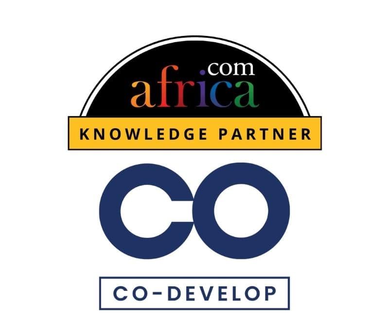 Africa.com logo featuring vibrant colors and partnership emphasis.