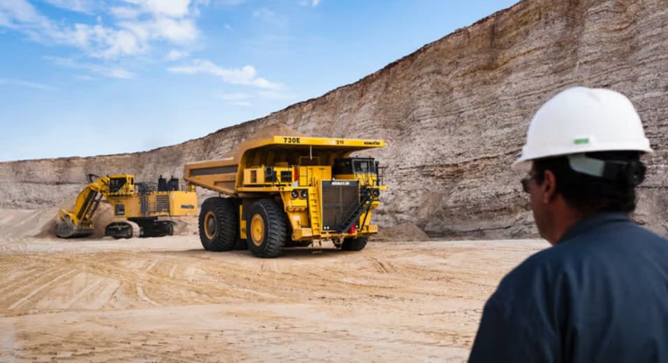 Heavy mining machinery operating in Morocco's mineral extraction zone.