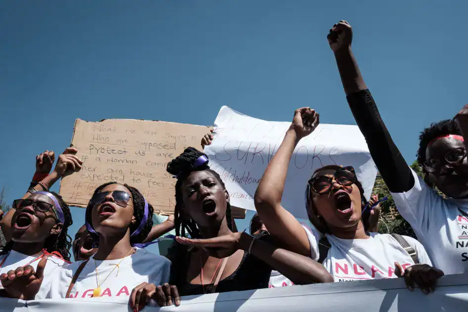 Women protesting to end violence against women in Africa.