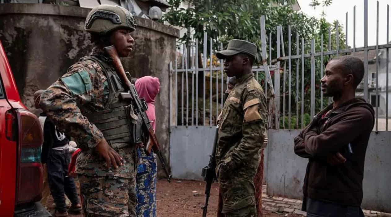Security forces engaging in peacekeeping efforts in Central Africa.