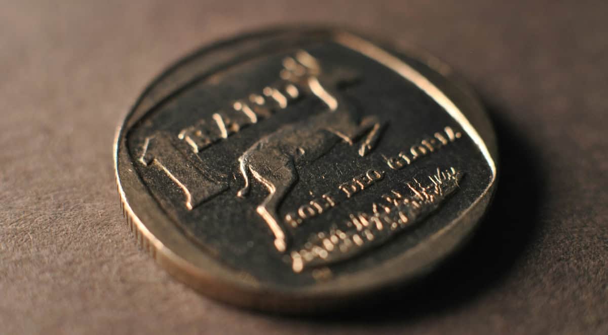 Close-up of a South African Rand coin symbolizing currency stability.