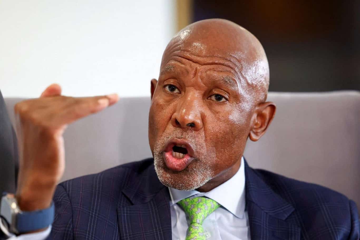 Businessman speaking passionately during a professional discussion or interview.