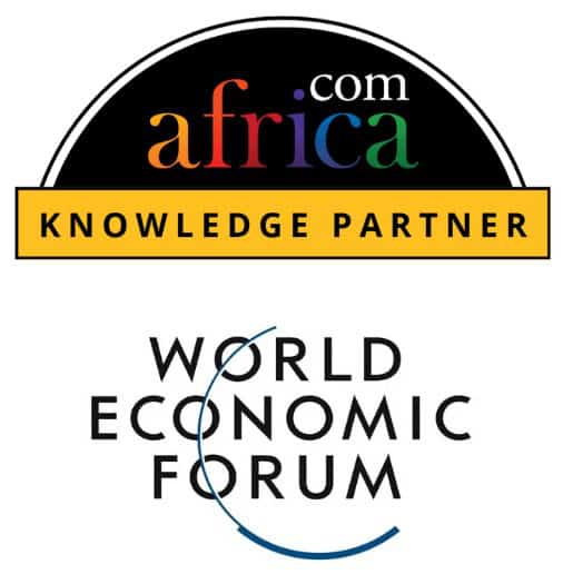 Africa.com logo featuring World Economic Forum branding and knowledge partnership.