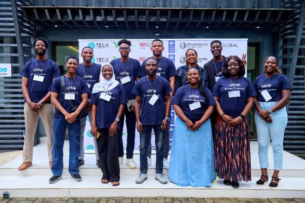 Diverse Nigerian startup team at tech event promoting innovation and entrepreneurship.